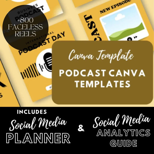 60 Podcast Canva Templates | Social Media Podcast Graphics | Episode Announcements and Promotional Posts | Editable and Customizable - Social Canvas