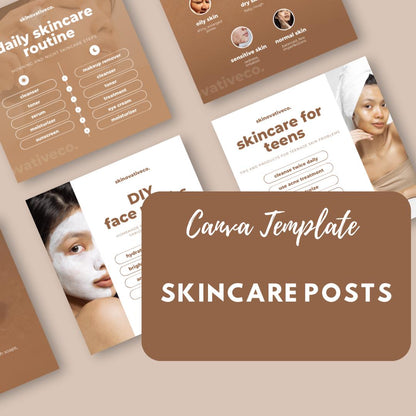 40 Skincare Social Media Templates | Editable Canva Templates | Beauty, Self-Care & Dermatology Instagram Posts | Instant Download - Social Canvas