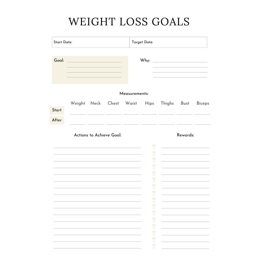 Weight Loss Planner Canva Template | Fitness Tracker | Meal & Exercise Log | Goal Setting Journal | Digital Download - Social Canvas