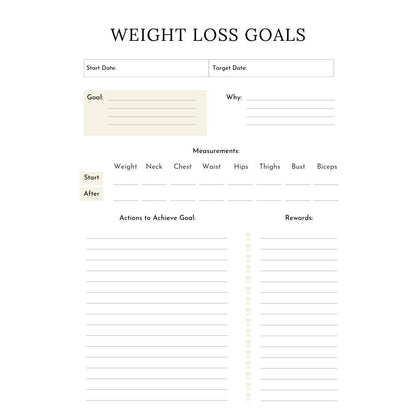 Weight Loss Planner Canva Template | Fitness Tracker | Meal & Exercise Log | Goal Setting Journal | Digital Download - Social Canvas
