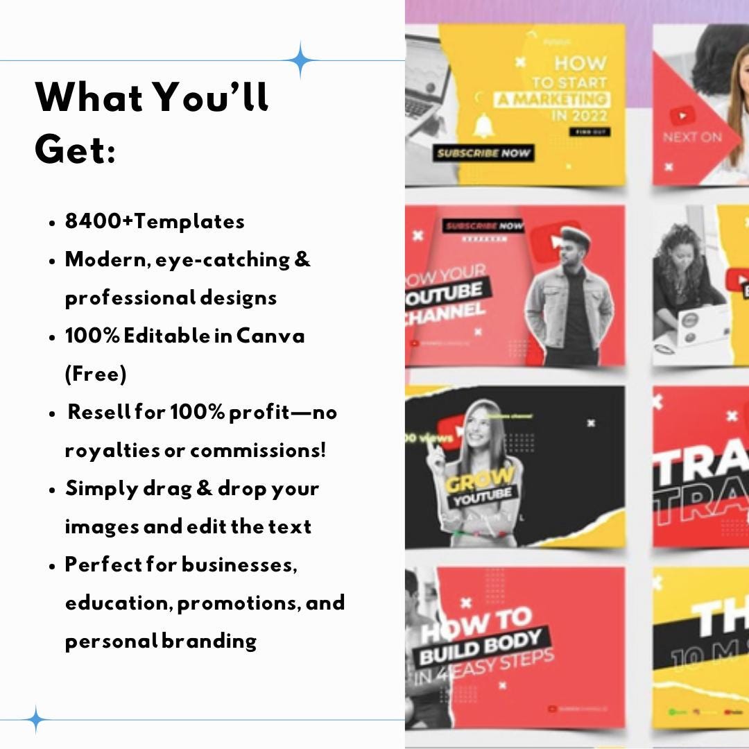 8400+ Social Media Canva Templates + 800 Faceless Reels | Social Media Planner & Analytics Guide | PLR Digital Marketing Bundle - Social Canvas