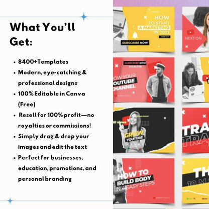 8400+ Social Media Canva Templates + 800 Faceless Reels | Social Media Planner & Analytics Guide | PLR Digital Marketing Bundle - Social Canvas