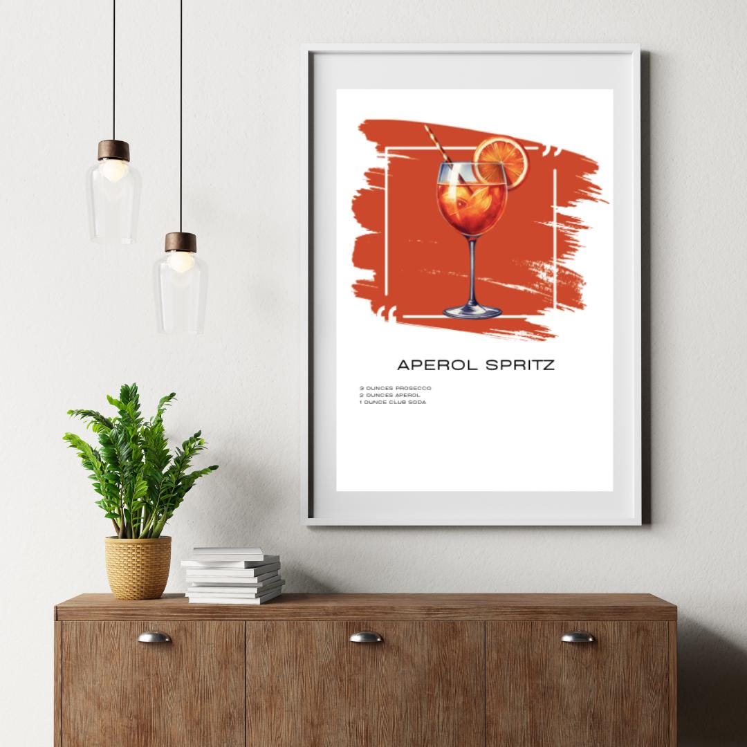 Aperol Spritz Recipe Art Print - Vibrant Cocktail Decor for Home Bars - Social Canvas