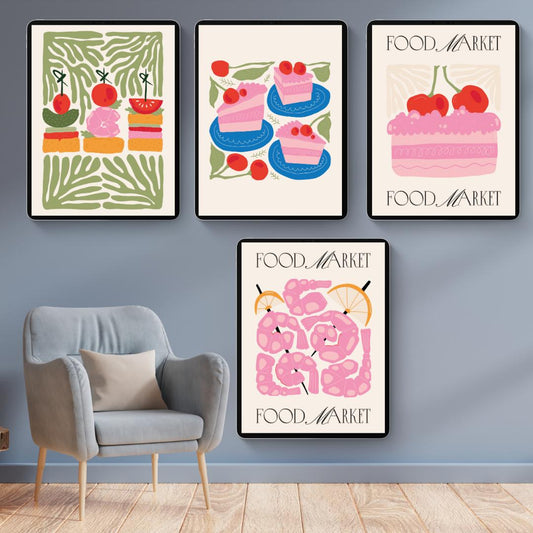 100 Food-Themed Art Prints | Printable Kitchen Wall Art | Retro, Aesthetic & Modern Food Illustrations | Instant Download - Social Canvas