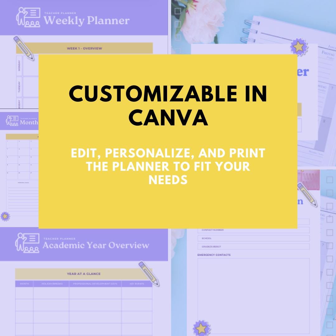 Teacher Planner | Editable Canva Template | Digital & Printable Classroom Organizer - Social Canvas