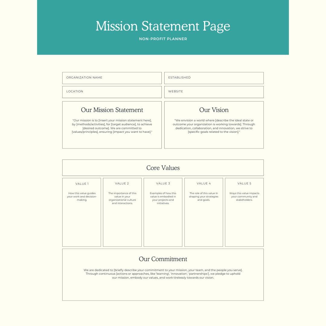 Non-Profit Planner | Fundraising, Grant Tracking & Organizational Management Guide - Social Canvas