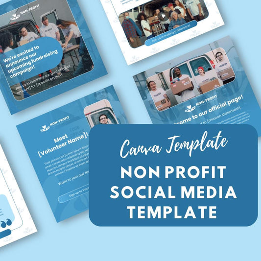 30 Non-Profit Social Media Templates | Editable Canva Fundraising and Volunteer Posts | Charity and Donation Instagram Templates - Social Canvas