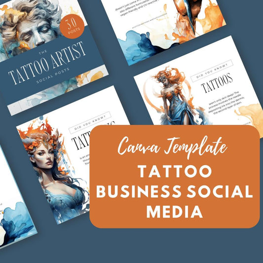 Tattoo Business Social Media Canva Templates | Tattoo Artist and Studio Marketing Kit for Instagram and Facebook - Social Canvas