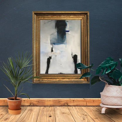 Abstract Figurative Blue and White Painting | Modern Minimalist Artwork | Emotional Expressionist Wall Art for Contemporary Interiors - Social Canvas