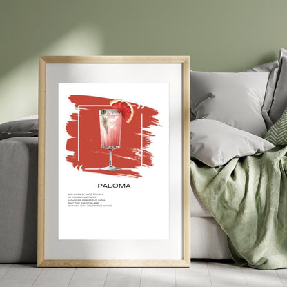 Paloma Recipe Art Print - Refreshing Tequila Cocktail Wall Decor - Social Canvas
