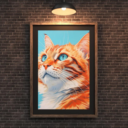 Majestic Orange Tabby Cat Digital Portrait - Vibrant Feline Wall Art - Social Canvas