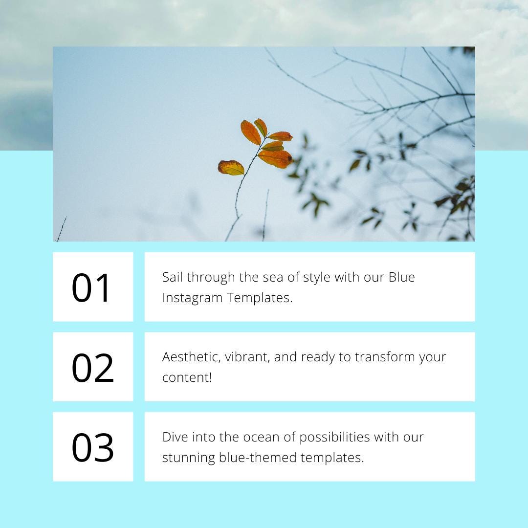 100 Blue Instagram Post Templates Canva | Social Media Graphics | Aesthetic IG Post Templates | Editable & Customizable | Digital Download - Social Canvas