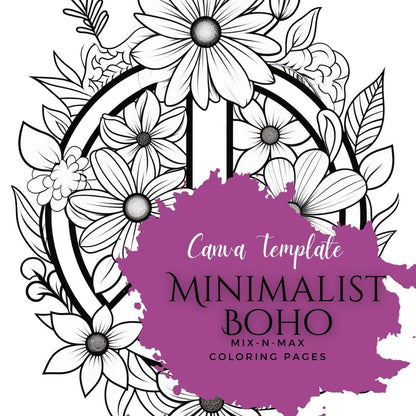 Minimalist Boho Coloring Book | 25-Page Canva Template with Bohemian Designs | Relaxing, Modern, and Aesthetic Coloring Pages - Social Canvas