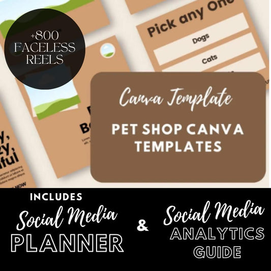 Pet Shop Canva Templates | Pet Stores and Animal Services | Pet Care and Promotion Posts | Social Media Planner, Analytics Guide - Social Canvas