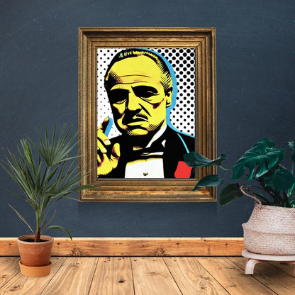 Pop Art Godfather Portrait Print - Iconic Mafia Movie Wall Decor - Social Canvas