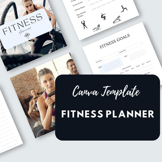 Fitness Planner Canva Template | Printable Workout Tracker | Gym and Exercise Log | Goal Setting and Progress Journal | Digital Download - Social Canvas