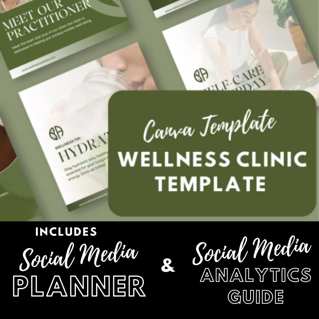 30 Wellness Clinic Social Media Templates| Holistic Health, Spa and Self-Care |  Social Media Planner, Analytics Guide - Social Canvas