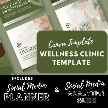 30 Wellness Clinic Social Media Templates| Holistic Health, Spa and Self-Care |  Social Media Planner, Analytics Guide - Social Canvas