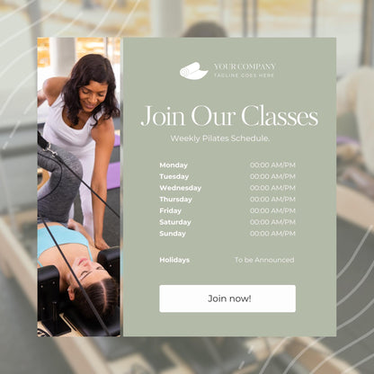 Pilates Social Media Templates | Editable Canva Templates | Fitness, Wellness & Studio Marketing Graphics | Instant Download - Social Canvas
