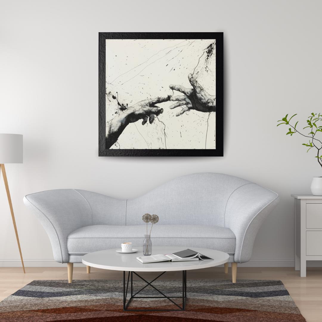 Dynamic Abstract Hand Art Print | Black and White Splatter Painting | Modern Expressionist Wall Art for Home or Office - Social Canvas