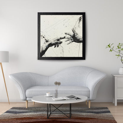 Dynamic Abstract Hand Art Print | Black and White Splatter Painting | Modern Expressionist Wall Art for Home or Office - Social Canvas