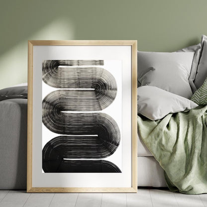 Modern Black and White Abstract Line Art | Minimalist Curved Design Wall Print | Contemporary Monochrome Artwork for Home Decor - Social Canvas