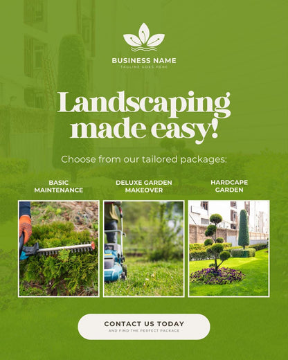 Landscaping Social Media Template Bundle | Canva Lawn Care Marketing Kit | Gardening Business | Social Media Planner and Analytics Guide - Social Canvas