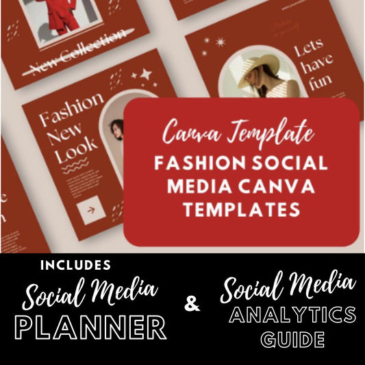 60 Fashion Social Media Canva Templates | Instagram and Pinterest Branding Kit | Clothing Brand and Boutique Marketing | Digital Download - Social Canvas