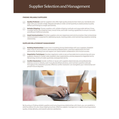 Drop Shipping Business Planner | E-Commerce Startup Guide | Supplier & Marketing Tracker - Social Canvas