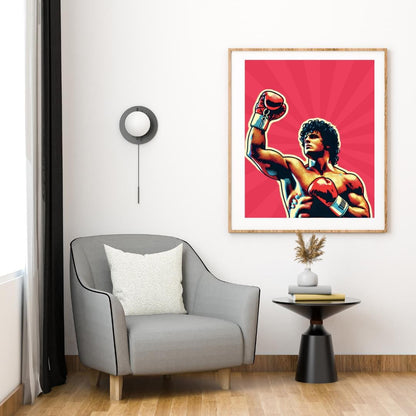 Rocky Style Pop Art Poster - Iconic Boxing Champion Wall Decor - Social Canvas