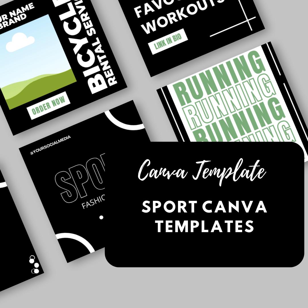 Sports Canva Templates | Fitness & Athletic Social Media Kit | Gym, Workout and Sportswear Branding | Digital Download - Social Canvas