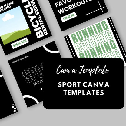 Sports Canva Templates | Fitness & Athletic Social Media Kit | Gym, Workout and Sportswear Branding | Digital Download - Social Canvas