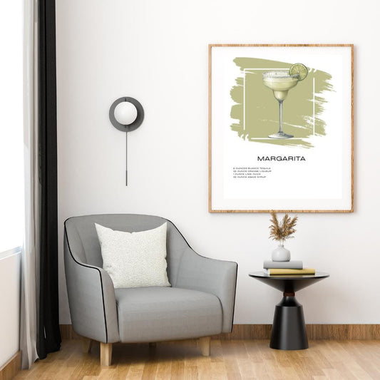 Margarita Recipe Art Print - Classic Cocktail Wall Decor for Home Bars - Social Canvas