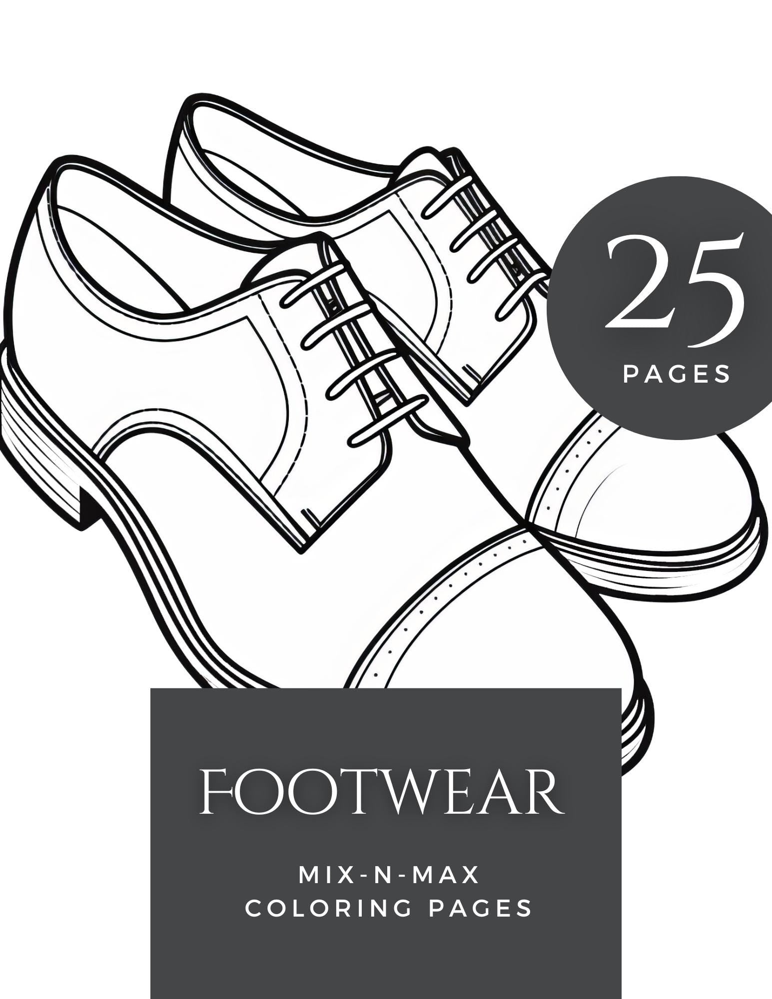 Footwear Coloring Book | 25-Page Canva Template Featuring Stylish Shoe Designs | Fun Coloring Pages for Fashion Lovers | Digital Download - Social Canvas