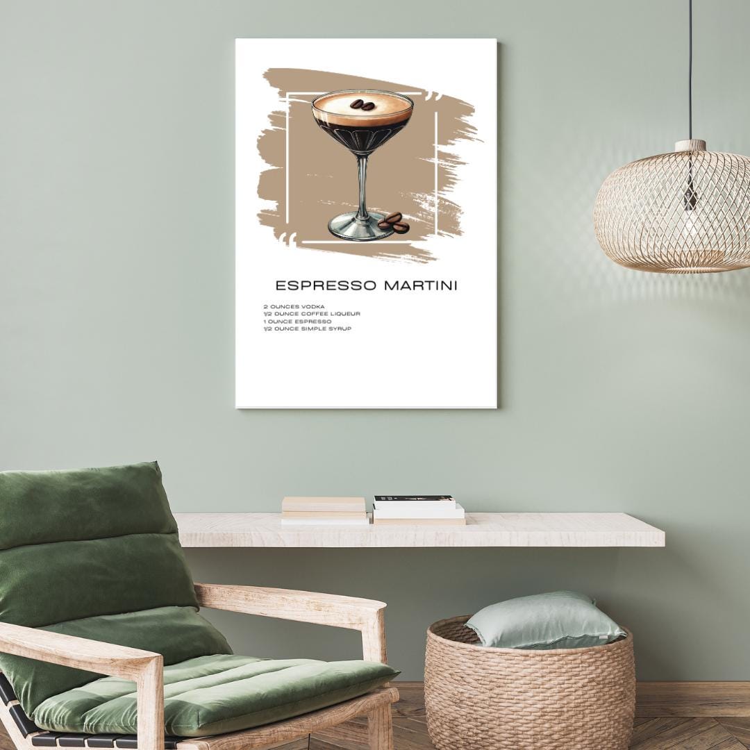 Chic Espresso Martini Recipe Art Print - Cocktail Bar Decor - Social Canvas
