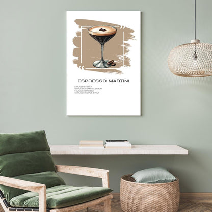 Chic Espresso Martini Recipe Art Print - Cocktail Bar Decor - Social Canvas