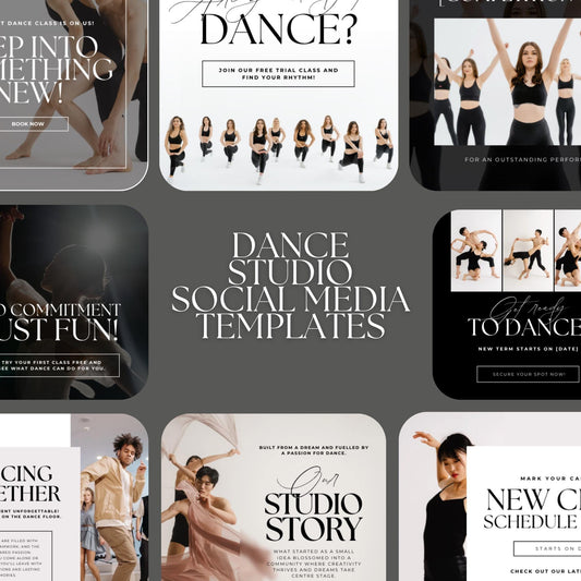 Dance Studio Social Media Template Pack - 30+ Customizable Canva Templates for Instagram, Facebook, and Pinterest | Dance Marketing Kit - Social Canvas