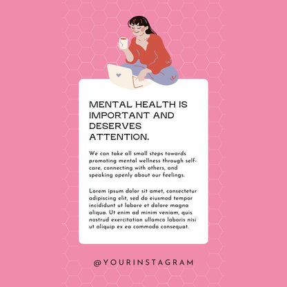 Mental Health Instagram Story Templates Canva | Self-Care and Wellness Social Media Kit | Inspirational and Mindfulness Posts - Social Canvas