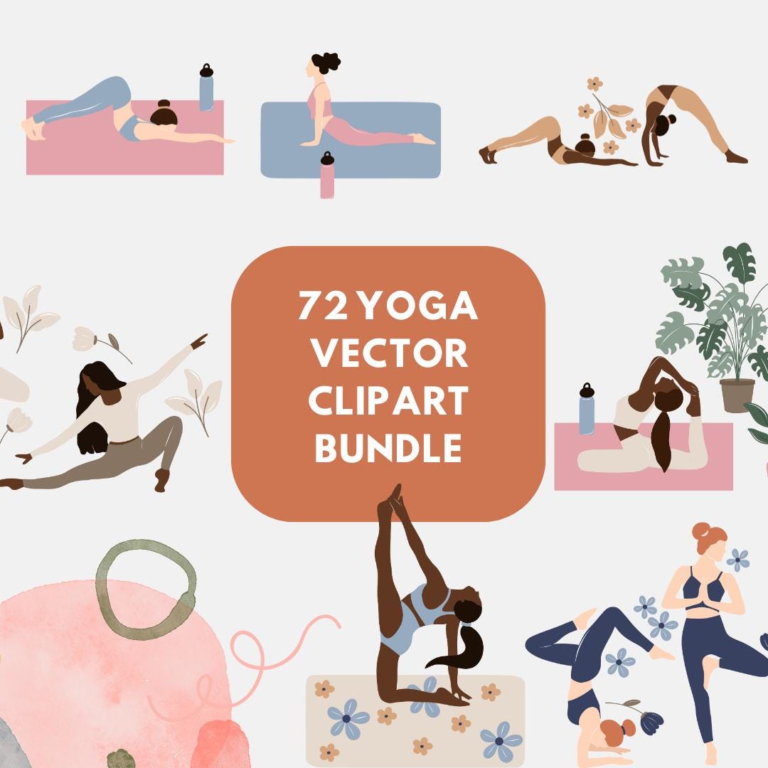 Yoga Vector Clipart Bundle | 72 Seamless Patterns and Elements | Digital Yoga Illustrations | Boho Yoga Graphics for Branding and Design - Social Canvas