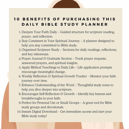 Daily Bible Study Planner | Prayer Journal and Scripture Reflection | Digital Christian Devotional - Social Canvas