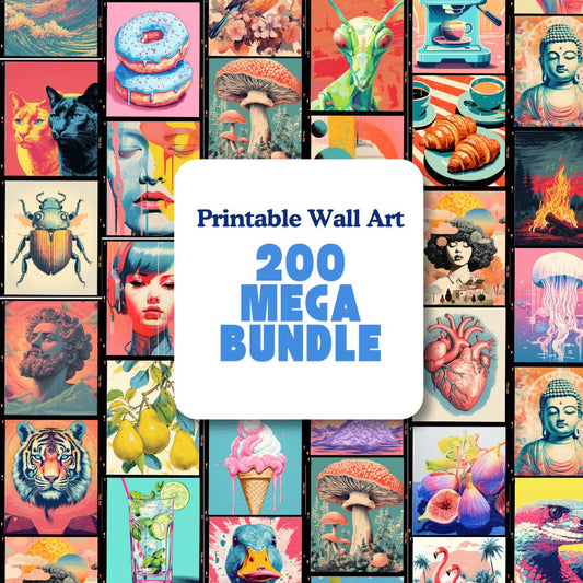 200 Printable Wall Art Mega Bundle | Digital Download | Diverse and Colorful Art Collection for Home Decor and Gifts - Social Canvas