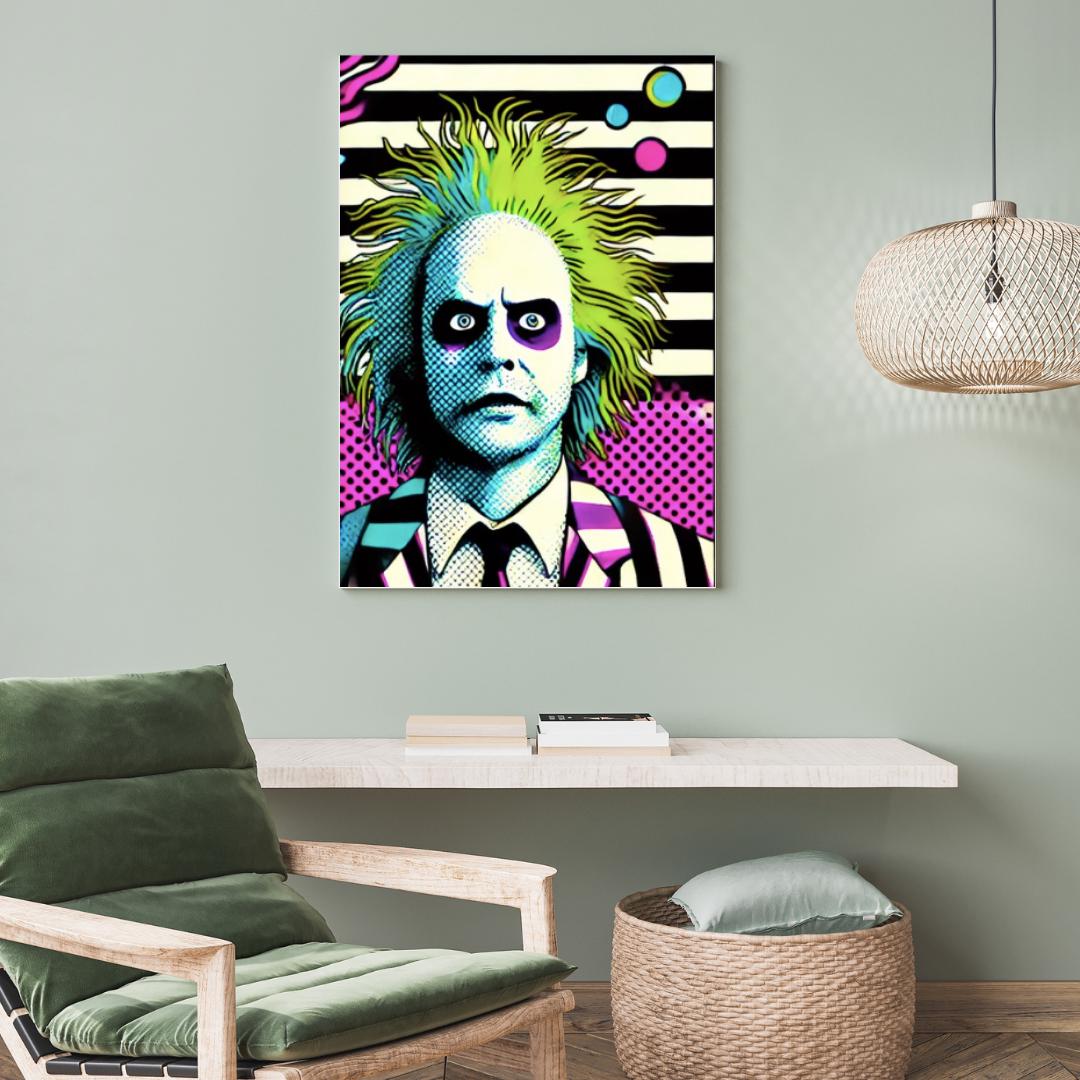 Beetlejuice Style Movie Pop Art Poster - Iconic Movie Character Wall Art Decor - Social Canvas