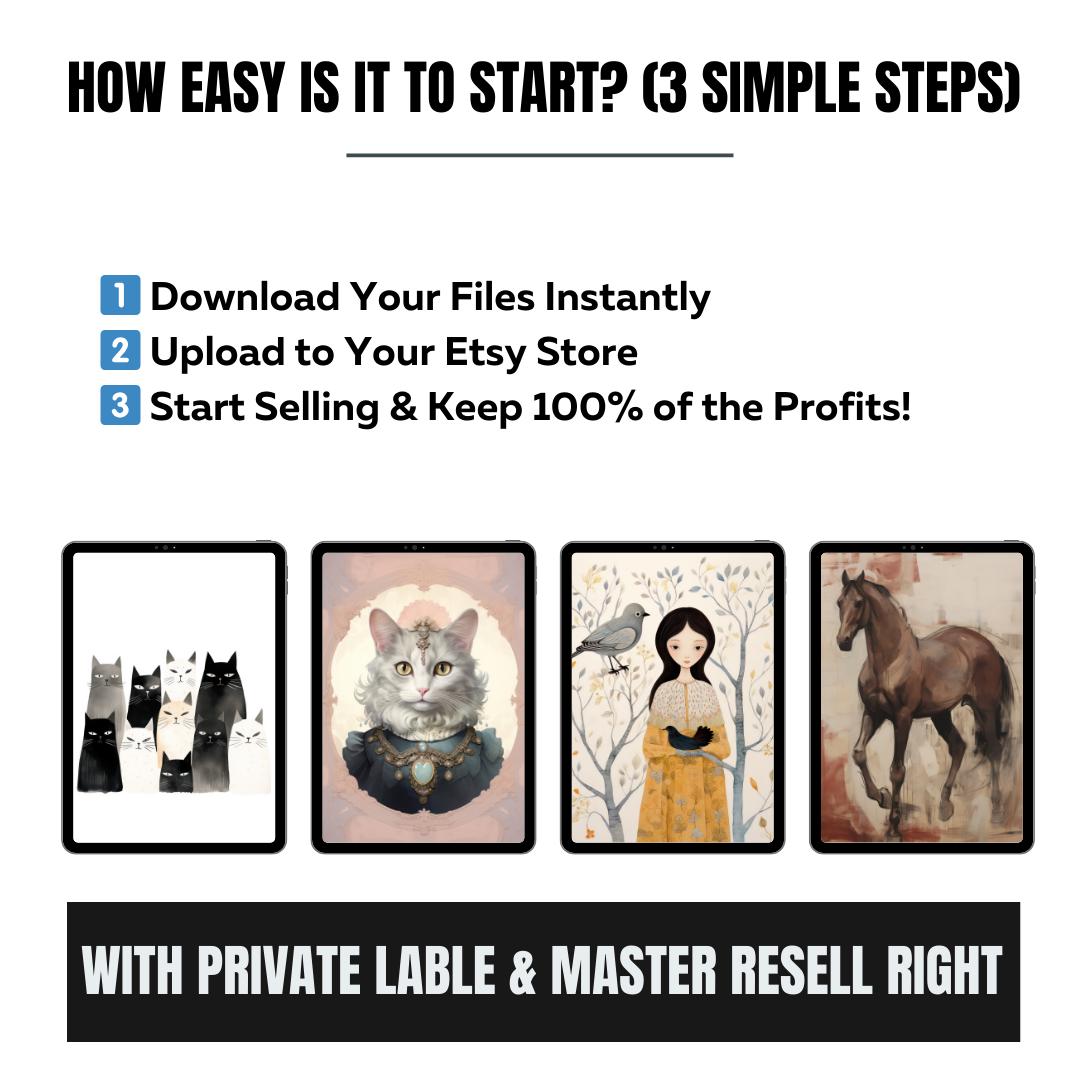 Kids Resellable Art Prints Bundle | 200 Digital Art Prints + Canva Guide + Product Listing Templates | MRR Digital Download - Social Canvas