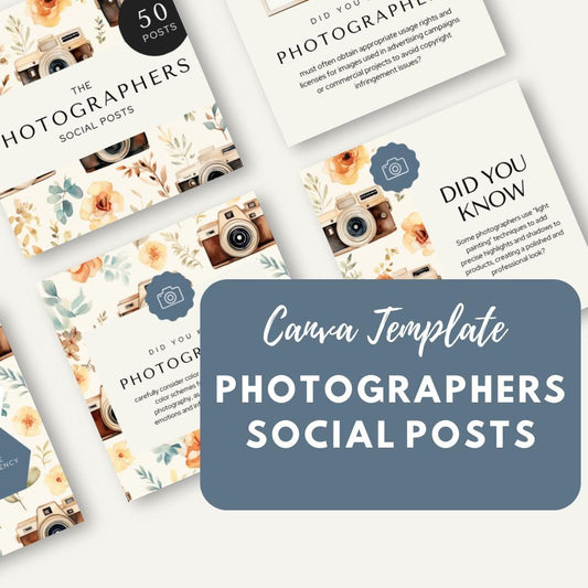 Photographers Social Media Canva Templates | Photography Business Marketing Kit for Instagram & Pinterest - Social Canvas
