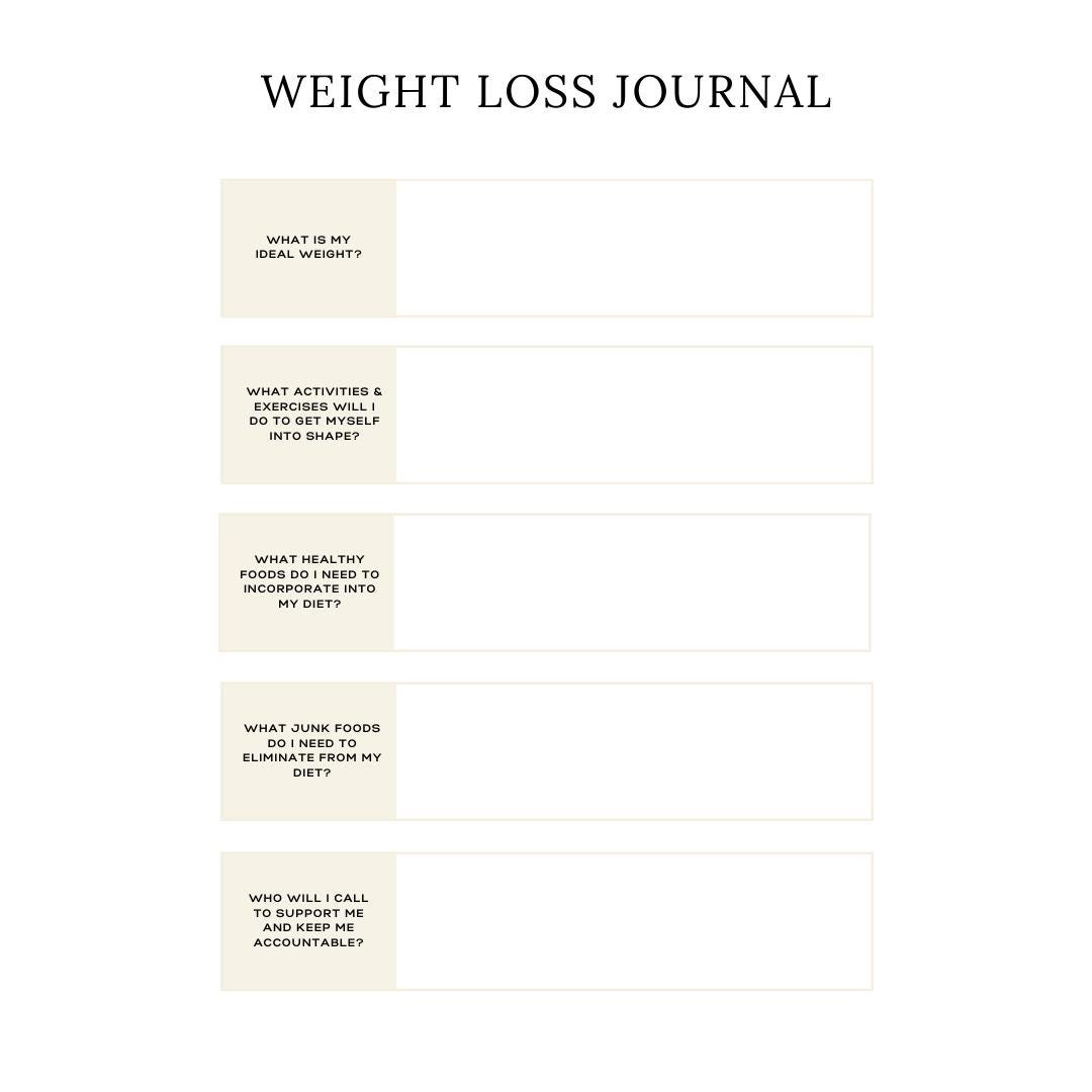 Weight Loss Planner Canva Template | Fitness Tracker | Meal & Exercise Log | Goal Setting Journal | Digital Download - Social Canvas