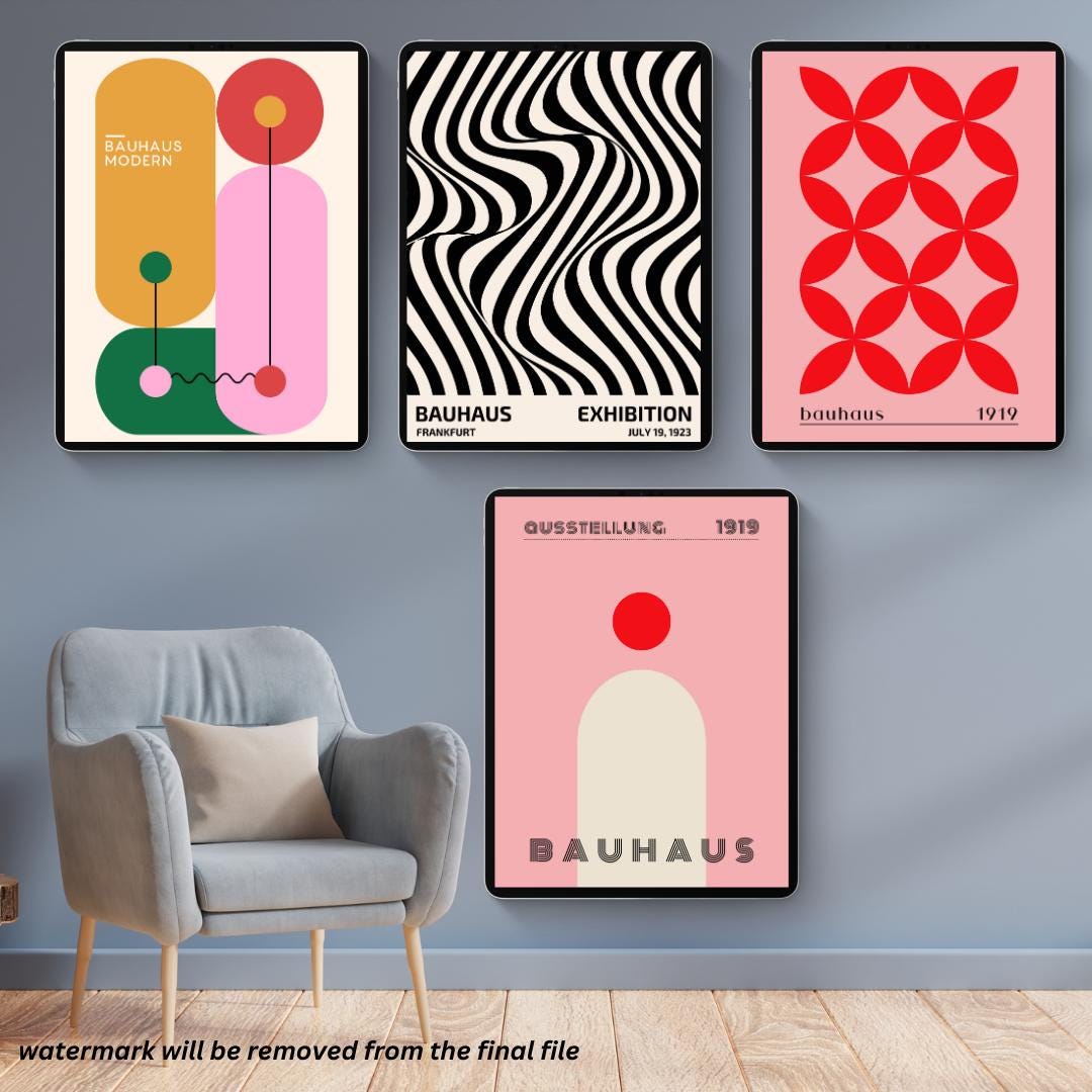 50 Bauhaus Exhibition Posters | Bauhaus Art Prints | 50 Printable Posters Bundle - Social Canvas