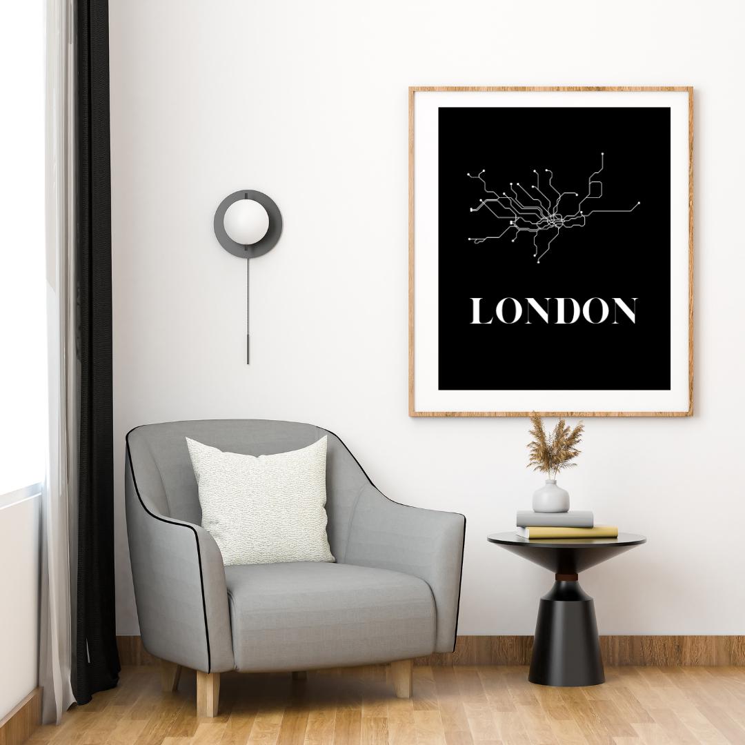 Modern 5 Subway Art Prints, New York, Paris, London, Berlin Minimalist Black and White City Map Poster, Contemporary Urban Wall Art - Social Canvas
