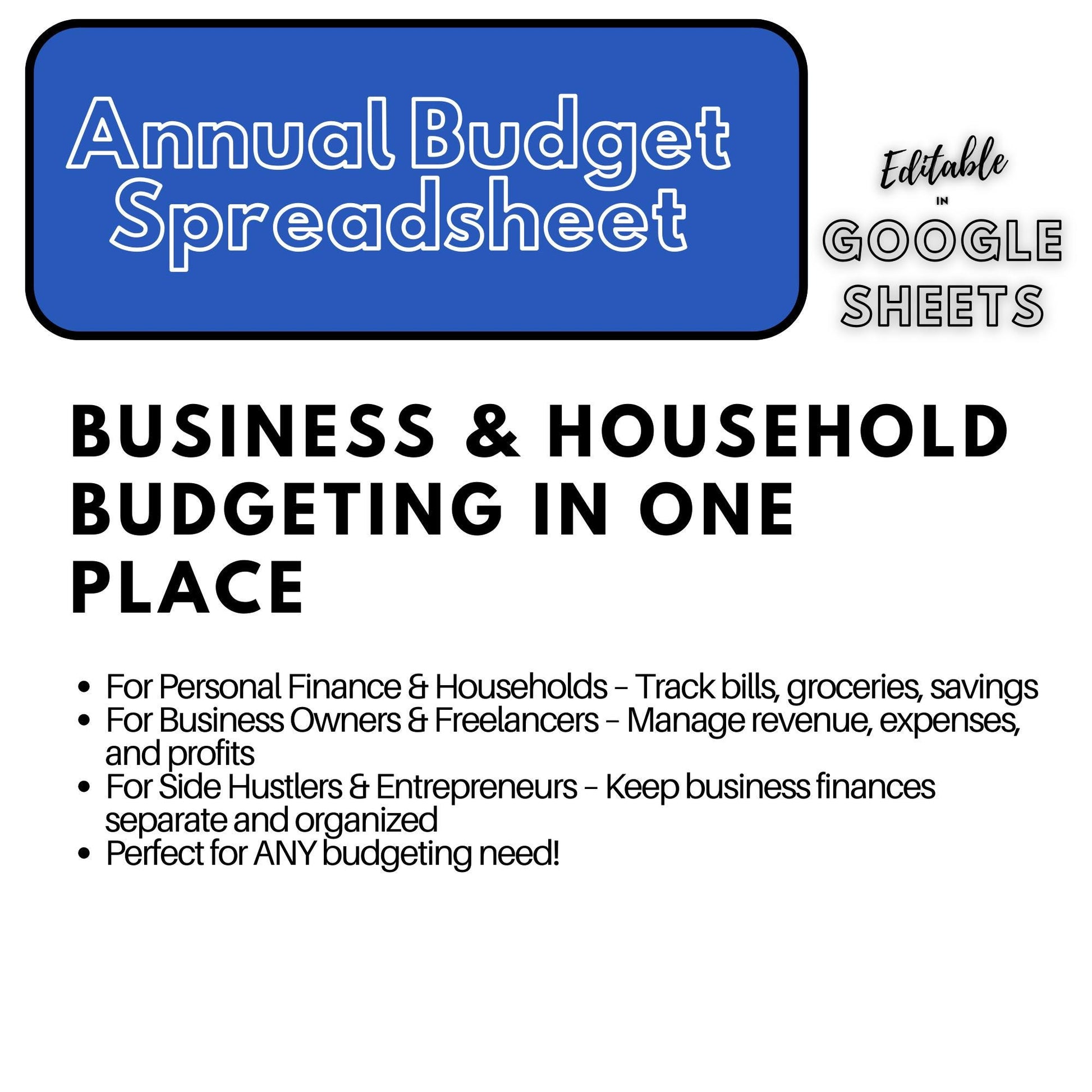 Annual Budget Spreadsheet | Editable Google Sheets Template | Business & Household Budget Planner | 2025 Financial Tracker - Social Canvas