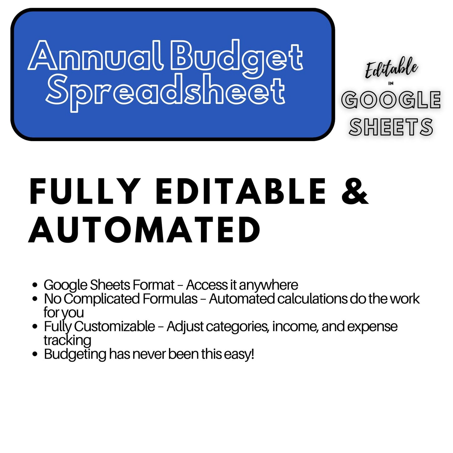 Annual Budget Spreadsheet | Editable Google Sheets Template | Business & Household Budget Planner | 2025 Financial Tracker - Social Canvas