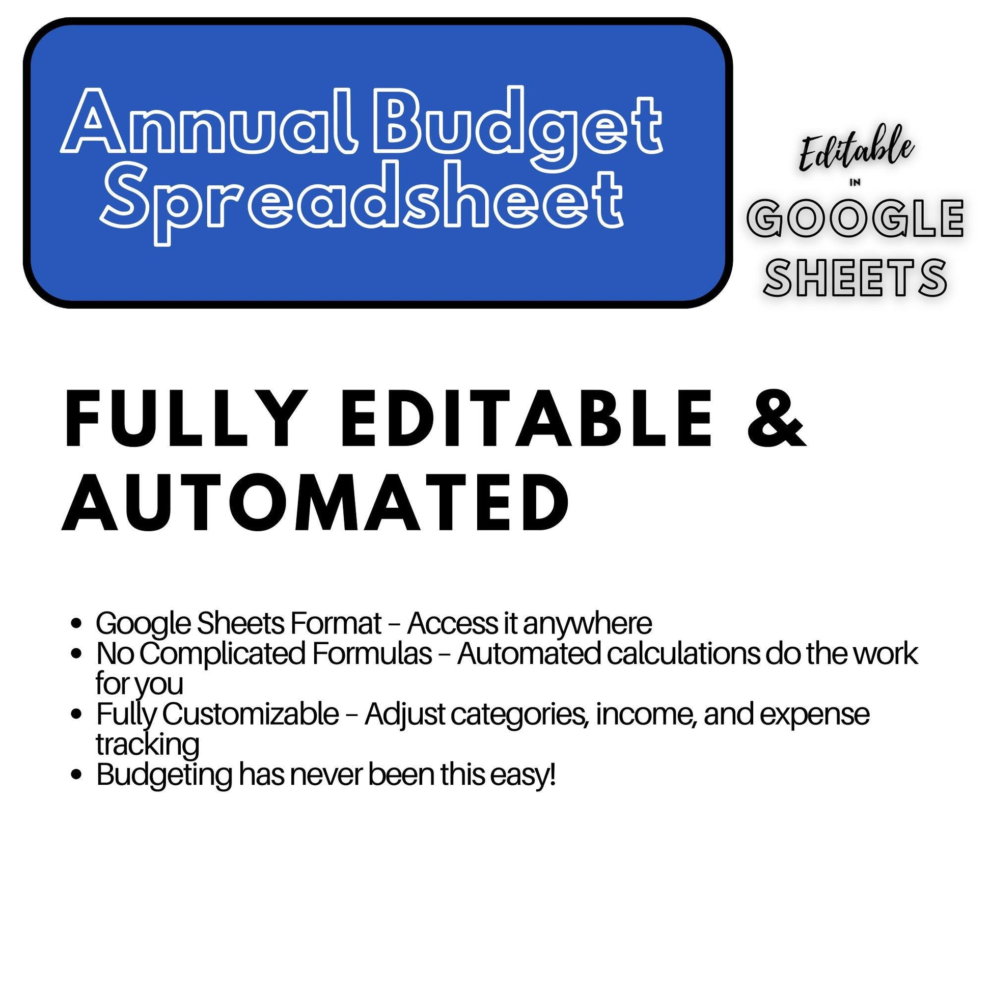 Annual Budget Spreadsheet | Editable Google Sheets Template | Business & Household Budget Planner | 2025 Financial Tracker - Social Canvas